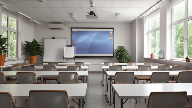 Interactive classroom with Q-SYS automation and modern AV technology