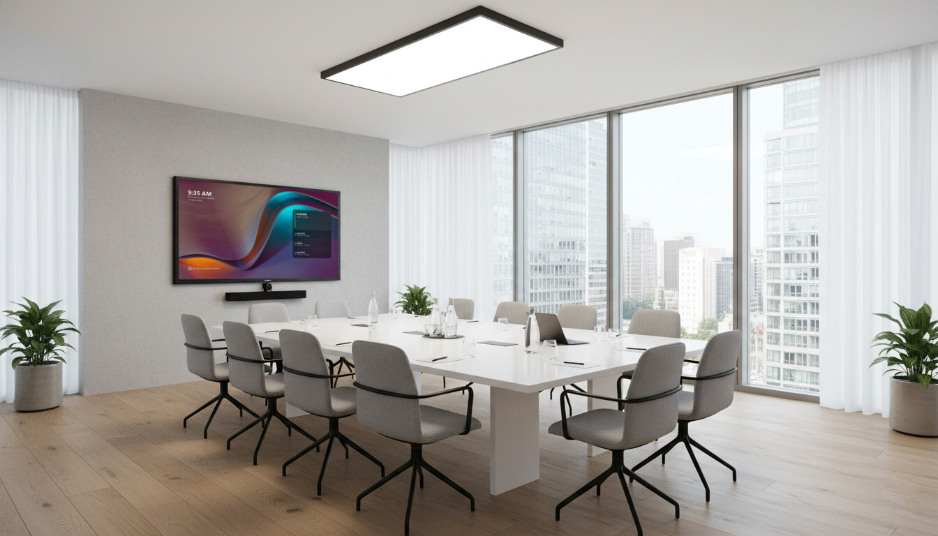 Professional meeting room with integrated AV systems